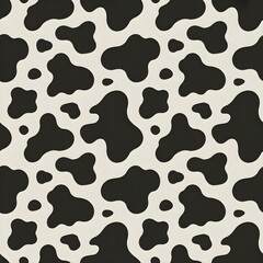 This seamless pattern features a dynamic black and white cow print design