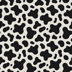 This seamless pattern features a dynamic black and white cow print design