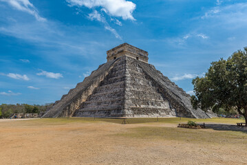 The Temple of Kukulcan, El Castillo, in the center of Chichen Itza, Yucatan, Mexico