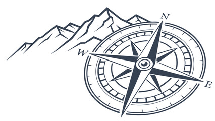 Mountain Compass Rose Design.