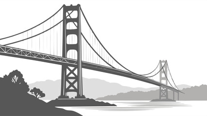 Obraz premium Silhouetted Golden Gate Bridge over Water.