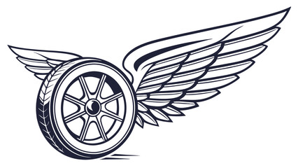 Winged Wheel Vintage Automotive Emblem Design.