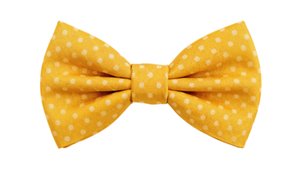 Yellow Polka Dot Bow Tie Isolated on Transparent Background PNG