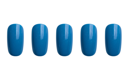 Blue Nail Polish on Fake Nails Isolated on Transparent Background PNG