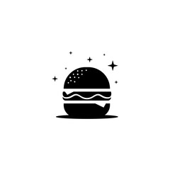 burger bun logo decorated with stars in flat vector design style