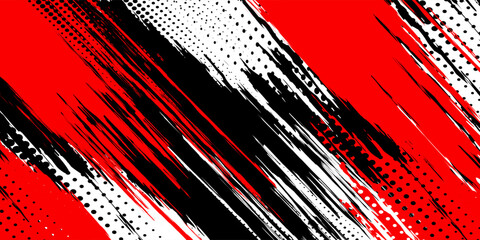 Halftone dots red and white color pattern gradient grunge texture background. Dot pop art comic sport style vector illustration. grunge vector dots black grunge