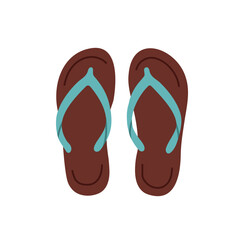 Blue flip flops with brown soles for beach or daily summer use