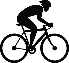 Cyclist Silhouette,  Athletic Rider Speeding on Road Bicycle Vector Art.
Athletic Cyclist Silhouette Riding a Bicycle Fast on a Road.