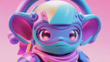 Cute cartoon character with vibrant colors and futuristic design