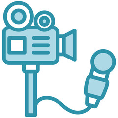 Camera dual tone blue color mini illustration icon, use for journalist, broadcasting, news and media UI, UX kit, app and web development, digital or print.