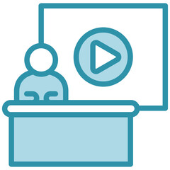 Channel dual tone blue color mini illustration icon, use for journalist, broadcasting, news and media UI, UX kit, app and web development, digital or print.