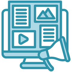 Coverage dual tone blue color mini illustration icon, use for journalist, broadcasting, news and media UI, UX kit, app and web development, digital or print.