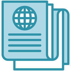 Daily News dual tone blue color mini illustration icon, use for journalist, broadcasting, news and media UI, UX kit, app and web development, digital or print.