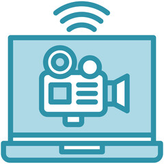 Live Stream dual tone blue color mini illustration icon, use for journalist, broadcasting, news and media UI, UX kit, app and web development, digital or print.