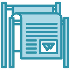 Magazine dual tone blue color mini illustration icon, use for journalist, broadcasting, news and media UI, UX kit, app and web development, digital or print.