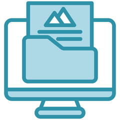 Media Kit dual tone blue color mini illustration icon, use for journalist, broadcasting, news and media UI, UX kit, app and web development, digital or print.