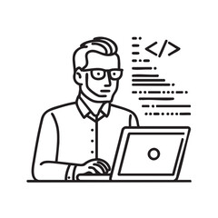 Web development concept with a programmer working on a laptop