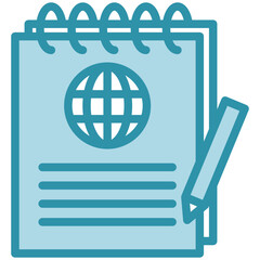 Memo dual tone blue color mini illustration icon, use for journalist, broadcasting, news and media UI, UX kit, app and web development, digital or print.
