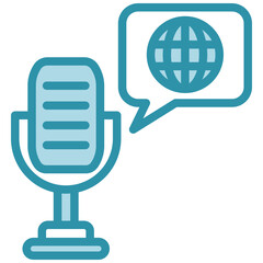 Podcast dual tone blue color mini illustration icon, use for journalist, broadcasting, news and media UI, UX kit, app and web development, digital or print.