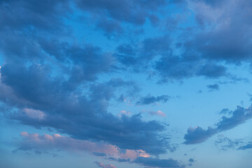 Evening blue sunset  sky and clouds.