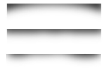 Obraz premium Shadow overlay effect isolated on transparent background. Blurred horizontal shadow. Gradient shadow edges for print, Page dividers, frames, poster, card, graphic design elements, PNG