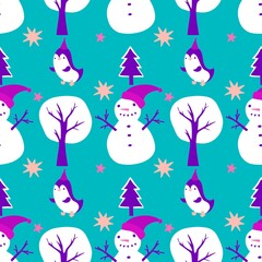 Christmas animals seamless penguin pattern for wrapping paper and fabrics
