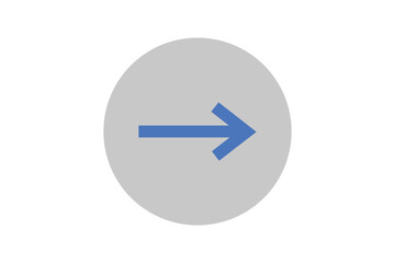 Blue arrow icon pointing right side over grey circle vector