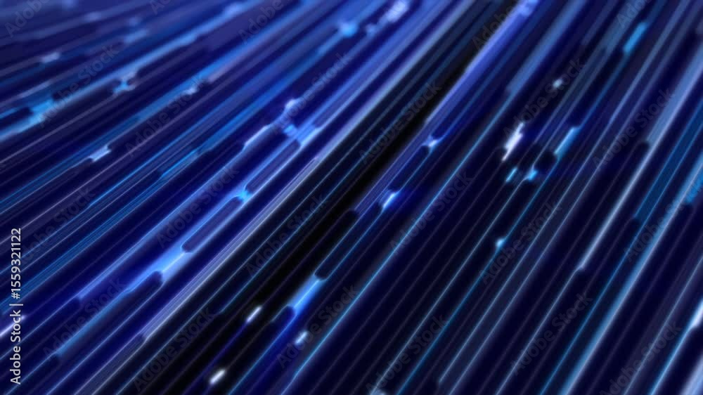 Wall mural dynamic blue parallel lines and glowing particles flowing in a fast, streamlined digital motion