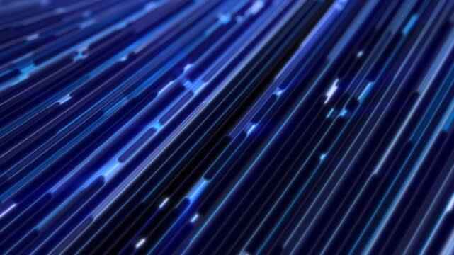 Dynamic blue parallel lines and glowing particles flowing in a fast, streamlined digital motion