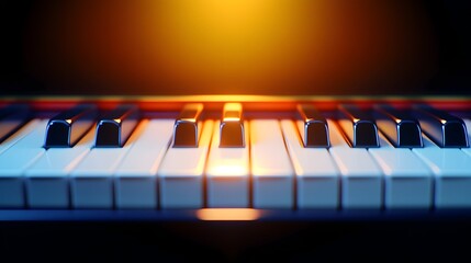 Piano keys illuminated, stage, concert, music