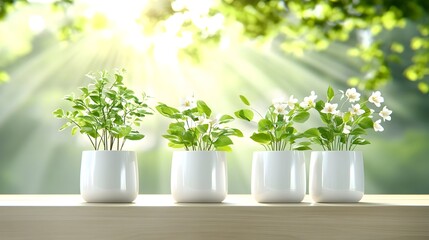Spring flowers potted plants growth sunlight garden