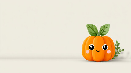 Charming smiling pumpkin with leaf hat – perfect for autumn and halloween decor