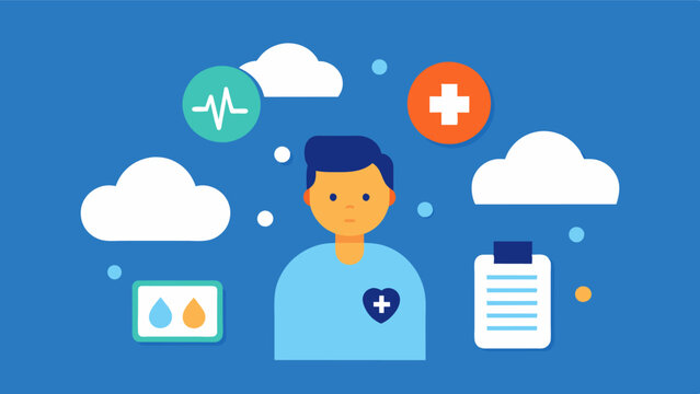 A weather forecast with personalized conditions for each aspect of health providing individuals with daily recommendations and reminders based on their personal health plan.. Vector illustration