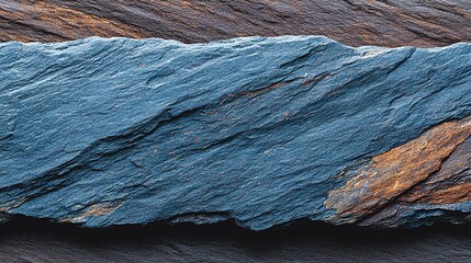 Close-up of a textured blue and brown slate rock surface.