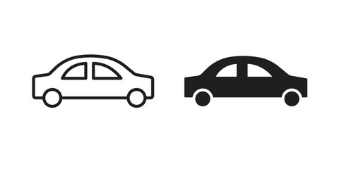 Compact car icon pack. Flat Vector Icon Design Element.
