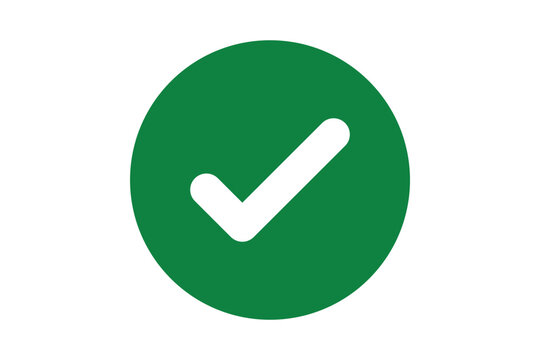 White right tick check mark icon vector on green circle over white background. flat style. tick icon for web site design, logo, app, UI design