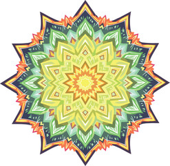 Colorful hand drawn mandala design decorative artwork isolated on white background beautiful creative illustration.