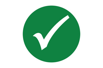 White right tick check mark icon vector on green circle over white background. flat style. tick icon for web site design, logo, app, UI design