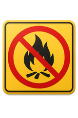 No fire sign prohibiting campfires and open flames on transparent background