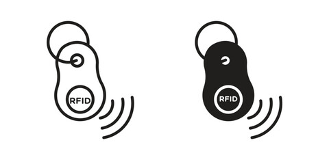 RFID key tag icon pack. Flat Vector Icon Design Element.
