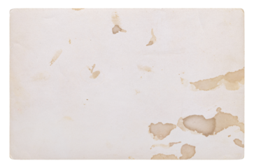 Reverse side of vintage pale gray photograph with old brown stains isolated retro paper element