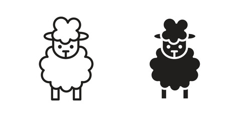Obraz premium Sheep icon pack. Flat Vector Icon Design Element.