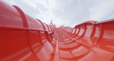 Extreme Red Water Slide Thrilling Summer Fun Aquatic Park Attraction