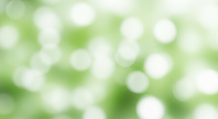 Soft green and white bokeh lights create a dreamy and blurred abstract background