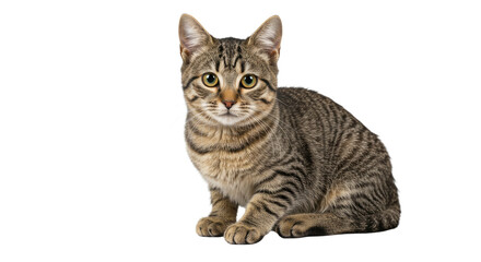 Obraz premium Adorable Tabby Cat Sitting on White 3.