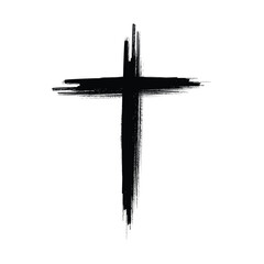 Christian cross vector. Black blotted cross. Vector illustration