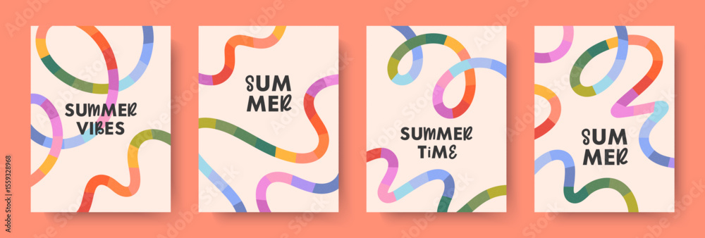 Wall mural summer vector illustrations with bright rainbow lines.abstract backgrounds with multicolored dynamic