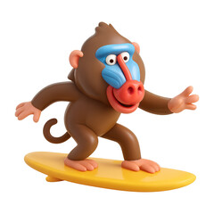 Naklejka premium PNG Playful monkey surfing adventure