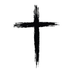 Christian cross vector. Black blotted cross. Vector illustration