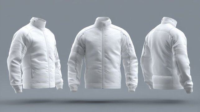white fencing jacket mockup on a grey background, protective sportswear and athletic gear branding designs
